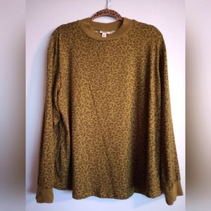 NWOT a.n.a Crew Neck Long Sleeve Sweater, Women's Size XXL Olive Green Leopard